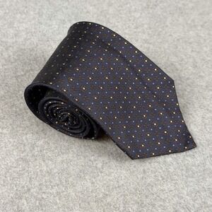Vintage Luigi Borrelli Napoli Blue Brown Geometric 100% Silk Tie Italy 60x3.75"